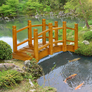 Wooden Garden Bridge with Safety Railings, Arc Footbridge for Pond Backyard Stre
