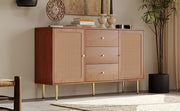 Large 150 cm Modern Rattan Sideboard 2 Door 3 Drawer Metal Legs for Living Room