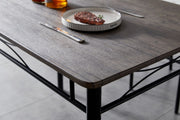 Dining Table and Chairs Set Metal Wood Effect Table Dining Set 4 Chairs Silvia