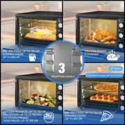 OYAJIA Mini Oven Toaster Grill Tabletop Compact Portable Baking Cooker 28L 1500W