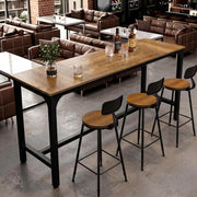 70.9'' Rectangular Bar Table Modern Counter Height Pub Table with Metal Footrest