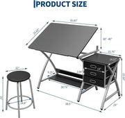 Adjustable Drafting Table Drawing Computer Desk Craft Art Board Home Office Desk