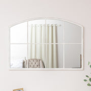 Distressed White Arched Window Wall Mirror - 100cm x 70cm