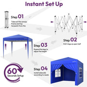 Heavy Duty 2.5x2.5m Pop Up Gazebo Waterproof Marquee with 4 Side Panels - Square