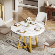 Round Dining Table for 2-4 People, 80CM Modern Kitchen Table for Dining Room
