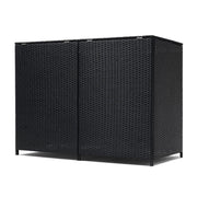 Double Wheelie Bin Storage Garden Rubbish Dustbin 2 Shed PE Rattan Store Cover
