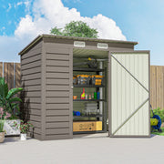 Outsunny 6 x 4FT Galvanised Metal Garden Shed with Lockable Door, Grey