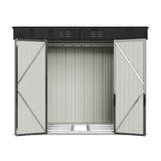 6 x 8 ft Pent Roof Garden Shed Storage with Foundation Kit Vents, Black Metal