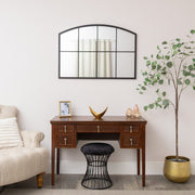 Black Arched Window Wall Mirror - 100cm x 70cm