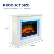 Electric Fireplace with Surround, LED Flame & Mood Light – Endeavour Castleton