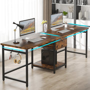 200 cm Extra Long Computer Desk, Double Writing Table Study Desk with 2 Drawers