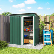 5 x 3ft Garden Storage Shed Sliding Door Sloped Roof Tool, Green