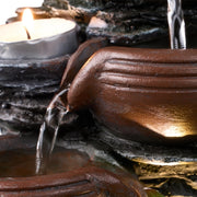 Water Feature Indoor Tabletop LED Sound Fountain Waterfall Home Decor 3 Bowls