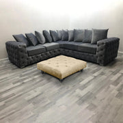 Large Square Footstool Coffee Table Upholstery Fabric Footstools Matching Button
