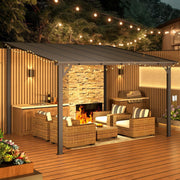 3 x 3m Wall Mounted Pergola Outdoor Aluminium Gazebo Patio Lean to Awning Deck