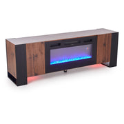 Wooden TV Stand Cabinet Unit with Electric Fireplace 12 Colour LED Fire Heater