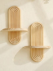 Boho Geometric Wooden Wall Shelf Floating Display Rack Home Decor Plant Shelf UK