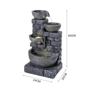 Solar Powered Garden Water Feature Outdoor Water Fountain Cascade with LED Light