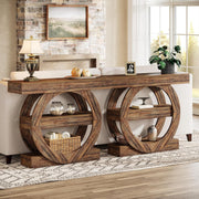 41.34'' Farmhouse Wooden Narrow Console Table with Storage Shelves for Entryway