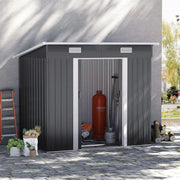 4x8 FT Steel Storage Shed, Pre-drilled Steel Panels, Outdoor Tool Shed