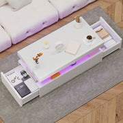 High Gloss LED Coffee Table With Storage Wooden 2 Drawer Living Room Furniture