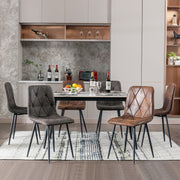 4X Dining Chairs Set Faux Suede Leather Padded Seat Metal Legs Kitchen Office