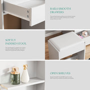 Dressing Table With 5 Drawers LED Mirror Set Makeup Desk Vanity Table Bedroom