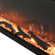 80 inch Electric Fireplace 3 Sided Panoramic Fire Log Standing Insert LED Flames