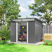 9ft x 6.5ft Garden Storage Shed with Top Window, Metal Outdoor Shed Tool House