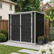 7x4ft Plastic Garden Shed Outdoor Tool Bike Storage Hut Lockable Utility Cabinet