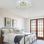 LED Ceiling Light Crystal Gold Chandelier Living Room Bedroom Dimmable Remote UK