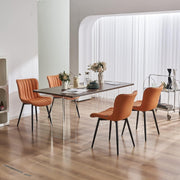Set of 2 Faux Leather Dining Chairs High Back Padded Metal Leg Kitchen Chairs UK
