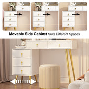 Dressing Table with LED Light Mirror Vanity Desk Makeup Table 5 Drawers Cabinet