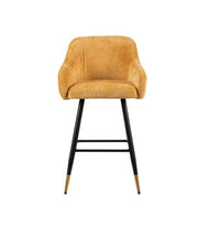 Zurich Modern Velvet Padded Bar Stool Chair with Black Metal Legs
