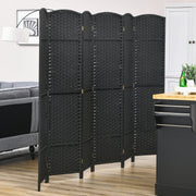 6 Panel Folding Room Divider, Privacy Screen, 240 x 170cm, Black