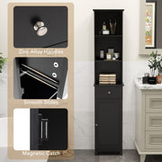 Freestanding Bathroom Storage Cabinet with 3 Open Shelves-Black