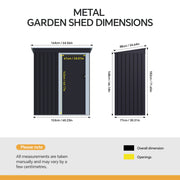 Metal Garden Shed Utility Tools Storage Outdoor Organizer House Pent Roof-5X3FT