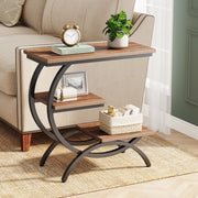 C-Shaped End Table Modern 3-Tier Narrow Side Table with Storage for Living Room