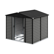 8X7FT Galvanised Metal Garden with Double Sliding Doors Outdoor Storage Shed UK