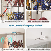 Corner Display Cabinet with Glass Doors Lockable RGB Lights Collectables Figures