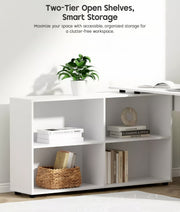 L-Shaped Corner Computer Desk Home Office Workstation with 4 Storage Shelves