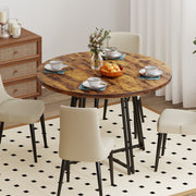 GYMAX 47 Inch Dining Table Round Kitchen Table for 4-6 People Brown