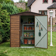4 x 6ft Metal Garden Shed Galvanised Outdoor Storage House with Lockable Door