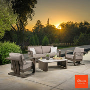 SunVilla Gibson 4PC Deep Seating Set Aluminium Sunbrella Garden Furniture Grey