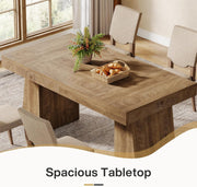 140cm Rectangular Dining Table Farmhouse Wooden Kitchen Table for 4-6 Person
