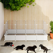 24 Panels DIY Pet Fence Playpen Puppy Dog Cat Animal Cage Metal Outdoor Indoor