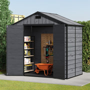 Plastic Sheds Outdoor Garden Shed 8x4FT Wood Grain Utility Tool Storage House
