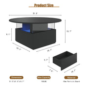 LED Coffee Table with 2 Drawers Cocktail Sofa Center Table for Living Room