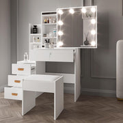Dressing Table With Drawers Mirror Stool Set Makeup Desk Vanity Table Bedroom La