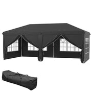 3x6m Garden Pop Up Gazebo Canopy Tent Marquee w/ Carry Bag, Black